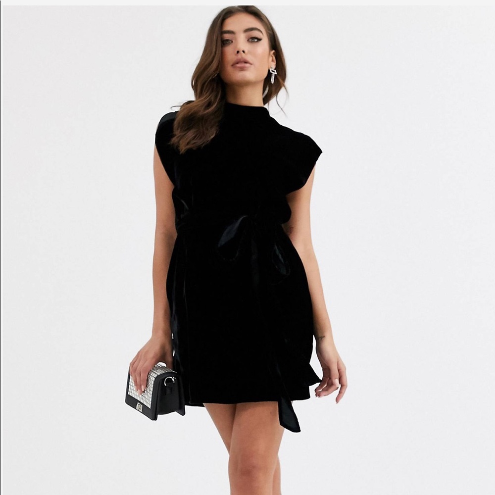 ASOS DESIGN Black Velvet Mini Dress